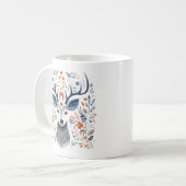 Blue Floral Winter Stag Mok (Voorkant links)