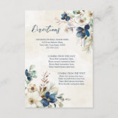 Blue Floral Winter Wedding Direction Insert Informatiekaartje (Voorkant)