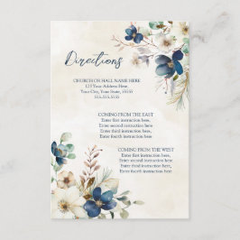 Blue Floral Winter Wedding Direction Insert Informatiekaartje