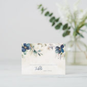 Blue Floral Winter Wedding Place Setting Cards Plaatskaartje (Staand voorkant)