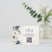 Blue Floral Winter Wedding QR code Details Insert Informatiekaartje (Staand voorkant)