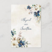 Blue Floral Winter Wedding QR code Details Insert Informatiekaartje (Achterkant)