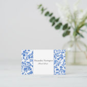 Blue Floral with QR Code Visitekaartje (Staand voorkant)