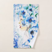 Blue Floral Woman Bath Towel Set Bad Handdoek (Handdoek)