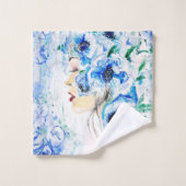 Blue Floral Woman Bath Towel Set Bad Handdoek (Wasdoekje)