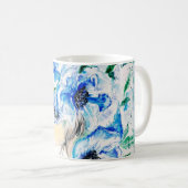 Blue Floral Woman Coffee Mok (Voorkant rechts)