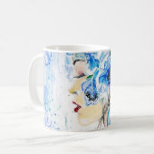 Blue Floral Woman Coffee Mok (Voorkant links)