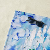 Blue Floral Woman Fantasy Beach Towel - schilderen Strandlaken (In situ)