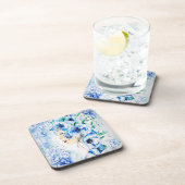 Blue Floral Woman Fantasy Painting Bier Onderzetter (Rechterzijde)