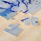 Blue Floral Woman Puzzle Fantasy Legpuzzel (Zijkant)