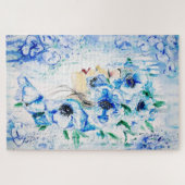 Blue Floral Woman Puzzle Fantasy Legpuzzel (Horizontaal)
