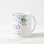  Blue Floral Womans 100th Birthday Gift Koffiemok (Voorkant rechts)