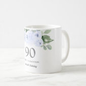 Blue Floral Womans 90th Birthday Gift Koffiemok (Voorkant rechts)