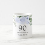 Blue Floral Womans 90th Birthday Gift Koffiemok<br><div class="desc">Zeer  cadeau voor een vrouw die 90 wordt. Een blauw roos florale schikking creëer de hoogste grens. Drie regels tekst laten u uw bericht personaliseren.</div>