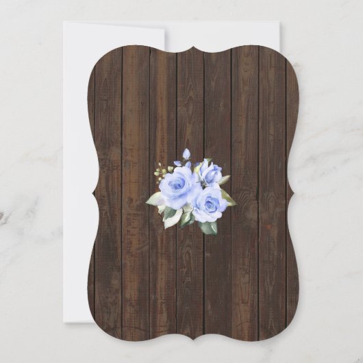 Blue Floral Wood Brunch en Bubbly Vrijgezellenfees Kaart (Achterkant)