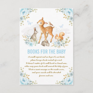 Blue Floral Woodland Deer Bunny Books voor Baby Informatiekaartje