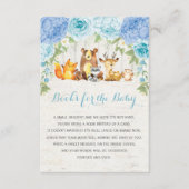 Blue Floral Woodland Forest Dieren Boekaanvraag Informatiekaartje (Voorkant)