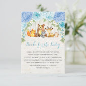 Blue Floral Woodland Forest Dieren Boekaanvraag Informatiekaartje (Staand voorkant)