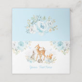 Blue Floral Woodland Forest Dieren Douche Plaatskaartje (Buitenkant ongevouwen)