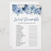 Blue Floral Word Scramble Vrijgezellenfeest spel Briefpapier (Voorkant / Achterkant)