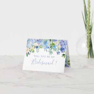 Blue Floral wordt je bruidsmeisje Kaart