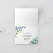 Blue Floral wordt je bruidsmeisje Kaart (Binnen)