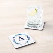 Blue Floral Wreath A Bier Onderzetter (Rechterzijde)