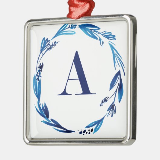 Blue Floral Wreath A Metalen Ornament (Links)