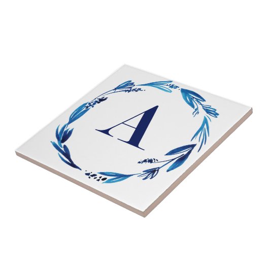 Blue Floral Wreath A Tegeltje (Zijkant)