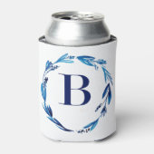 Blue Floral Wreath 'B' Blikjeskoeler (Blikje Voorkant)