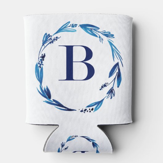 Blue Floral Wreath 'B' Blikjeskoeler (Achterkant)