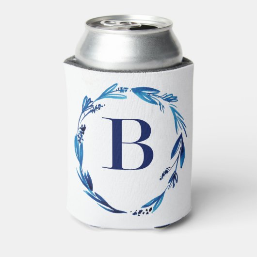 Blue Floral Wreath 'B' Blikjeskoeler (Blikje Achterkant)