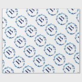 Blue Floral Wreath 'B' Cadeaupapier (Vlak)