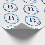 Blue Floral Wreath 'B' Cadeaupapier (Hoek)