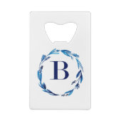 Blue Floral Wreath 'B' Creditkaart Flessenopener (Achterkant)