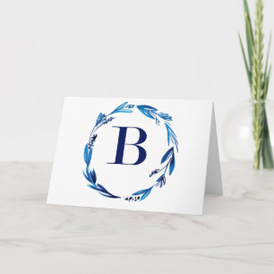 Blue Floral Wreath 'B' Feestdagen Kaart