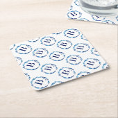 Blue Floral Wreath 'B' Kartonnen Onderzetters (Schuin)