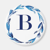 Blue Floral Wreath 'B' Magneet (Voorkant)
