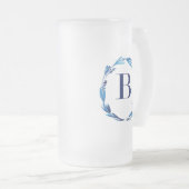 Blue Floral Wreath 'B' Matglas Bierpul (Voorkant rechts)