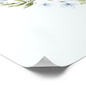 Blue Floral Wreath Baby in Bloom Baby shower teken Poster (Hoek)