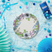 Blue Floral Wreath Papieren Bordje (Feest)