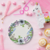 Blue Floral Wreath Papieren Bordje (Feest)