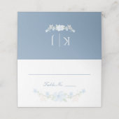 Blue Floral Wreath Place Card Plaatskaartje (Buitenkant ongevouwen)
