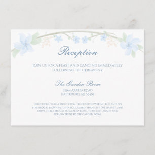 Blue Floral Wreath Receptie Informatiekaartje