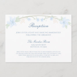 Blue Floral Wreath Receptie Informatiekaartje