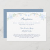 Blue Floral Wreath Receptie Informatiekaartje (Voorkant / Achterkant)