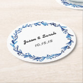 Blue Floral Wreath Ronde Kartonnen Onderzetter (Gebogen)