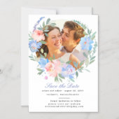 Blue Floral Wreath Save the Date Magnetische Kaart Magnetische Uitnodiging (Voorkant)