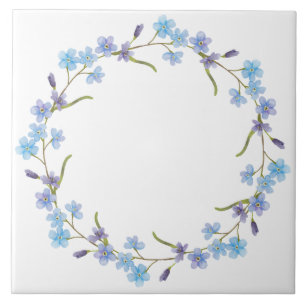 Blue Floral Wreath Tegeltje