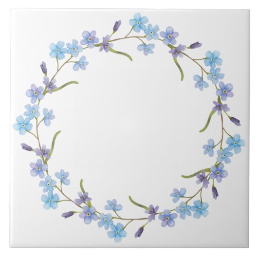 Blue Floral Wreath Tegeltje (Voorkant)